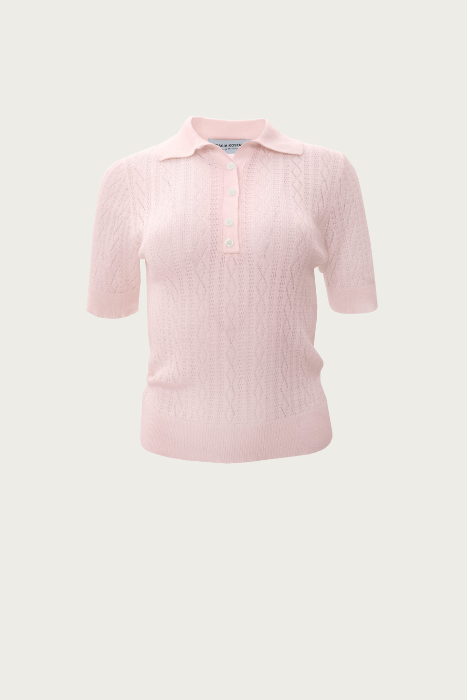 Pink Polo Knitted T-Shirt | Vassia Kostara